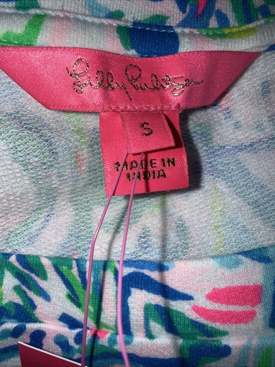 Lilly Pultitzer Jansen LS Sweater Women's Small Blue Ibiza Cabana Cocktail NWT - Picture 3 of 5